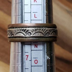 Handmade Copper & 925 Sterling Silver Sun Stamped Ring from New Mexico Size 6